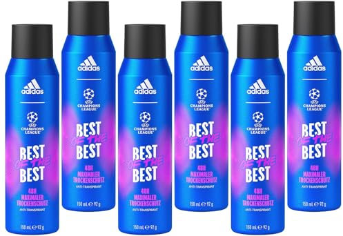 6x adidas Champions League Best of the Best Deo Spray, Maximaler Trockenschutz 150ml (6er Pack)