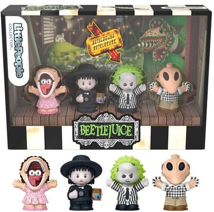 Little People COLLECTOR Beetlejuice, 4-Figuren-Set | Betelgeuse, Lydia Deetz, Barbara Maitland, Adam Maitland, Display-Box, für Filmfans und Sammler, JFD68