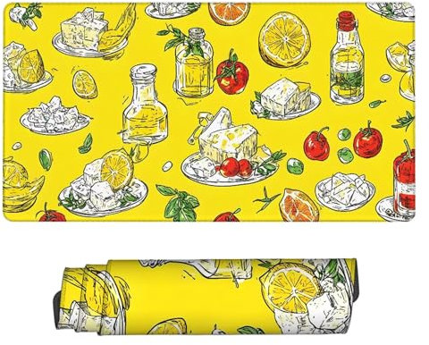 Gaming Mouse Pad 1000x500x3mm Large Gaming Mouse Mat Yellow XXL Mousepad Fruit Desk Mat with Non-Slip Base, Extended Mouse Mat with Stitched Edges, Water Resist Surface Keyboard Mat for Office H2-239