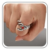 Aneneiceera Vintage Rubino Scorpione Anelli Argento Scorpione Nocche Anelli Cristallo Rosso Scorpione Dito Anelli Punk Anello Regolabile Gioielli Mano Per Le Donne