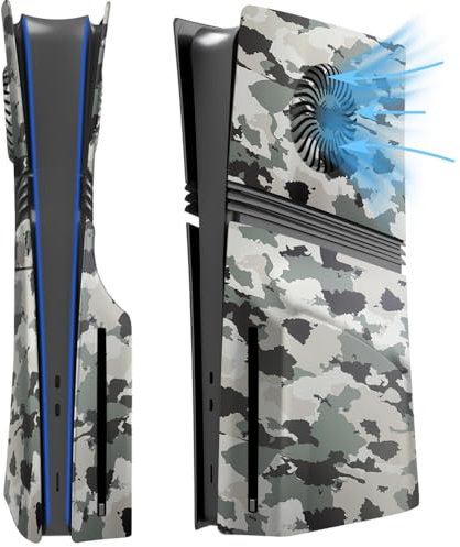 P5 Pro Protective Case Faceplates, Cooling Plate Shell Skin Ventilated Case Skin Case for PS5 Pro Accessories Digital Edition/Disc Drive Console Faceplates (Camouflage Disc Edition)