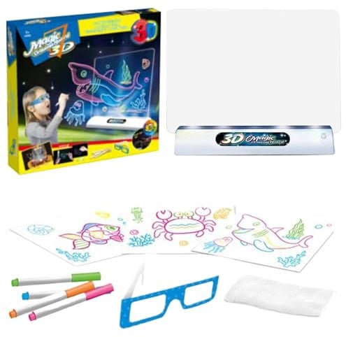 Leuchtende Zeichentafel für Kinder - 3D Schreibtafel - Leuchttafel zum Malen, Rechtschreiben, Abpausen und Zeichenblock, fluoreszierende Maltafel