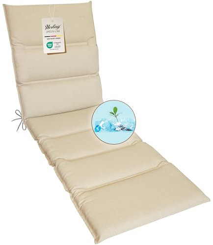Herlag Liegenauflage Greta 190x60x7cm | Auflage Green-Line: Bezug aus 100% recyceltem Polyester | Liegepolster mit Fleck- & UV-Schutz | Polster für Gartenliegen | Öko Tex 100 | Natur