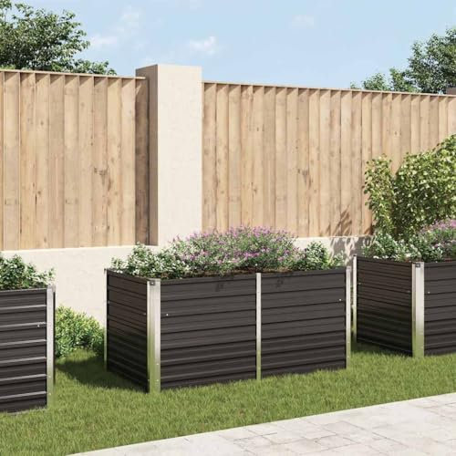 Willood Hochbeet Anthrazit 160 x 80 x 77 cm Verzinkter Stahl