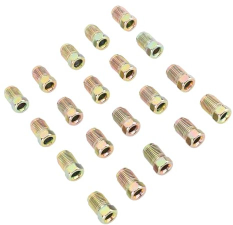Assortiment de Raccords de Ligne de Frein, 20 PCS M10 X 1 Mm Flare Inversée Métrique pour Tube de 3/16 Pouces, Métal Robuste, 3/8 Fils, Voitures, VUS, VTT, Camions, Brillant, 17