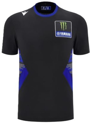 Macron Camiseta Fan Gear Hombre Monster Energy Yamaha Moto GP, Negro/Azul, L
