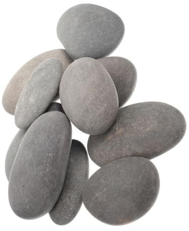 Homoyoyo 10 Stück Handbemalte Steine für Bastelsteine Flussbettsteine Flache Felsen Gartensteine Steine zum Bemalen Zum Basteln Kieselsteine für Zimmerpflanzen Fluss Stein Grau