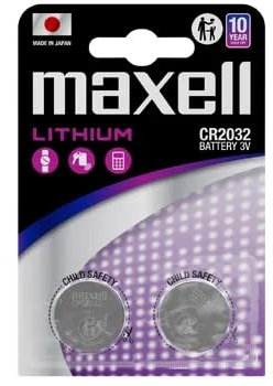 2 batterie a bottone CR2032 MAXELL al litio diametro 20 mm
