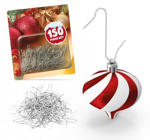 Festicy Silberne Weihnachtskugel Aufhänger I 150 Haken für Christbaumkugeln I robuste und stabile Aufhänger für Weihnachtskugeln Aufhänger für Deine Weihnachten Dekoration Kugelaufhänger