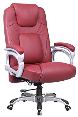 Professioneller ergonomischer Bürostuhl mit Lederpolsterung und mittlerer Rückenlehne, Armlehne und Liegefunktion, roter Chefsessel für Computerspiele, Internetcafés und Heimbüros