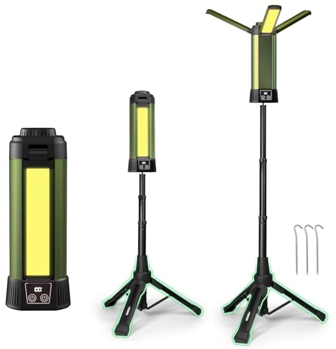 Arofaue Aufladbares LED-Baustrahler mit Ständer – 2000 Lumen, 6000mAh Akku, 7 Lichtmodi – Magnetische Arbeitslampe für Outdoor, Auto-Reparatur, Camping – Kabellos, USB-C[Energieklasse F]