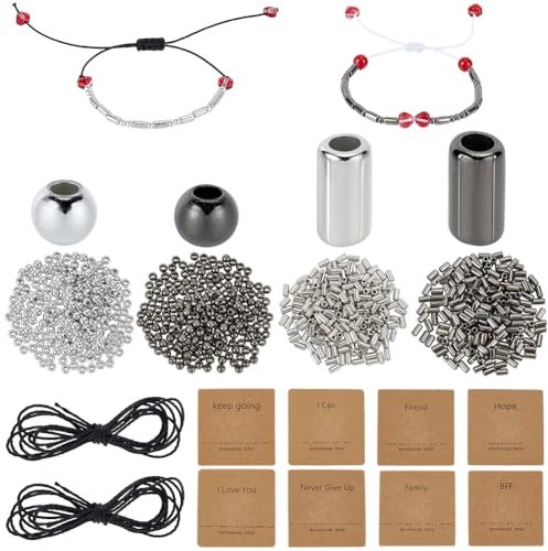 SUNNYCLUE 1 Box 1219 Stück Morsecode Armband Bastelset Silberne Abstandsperlen CCB Kunststoff Lange Röhre Runde Lose Abstandshalter Morsecode Schmucksets Mit Dekodierkarten Für Schmuckherstellungssets
