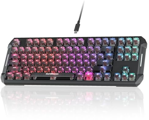 DarkBeacon Blade - Tastiera meccanica da gaming, 87 interruttori rossi, esperienza senza clic, senza tastiera, tastiere PBT a doppia iniezione, compatibile con software di gioco