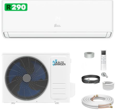 Kältebringer® Split Klimaanlage 9000 BTU 2,8 kW R290 Kältemittel | Ohne F-Gas - A+++ Klimagerät bis 45 m² - Heizfunktion, WiFi und App, sehr leise, mit 3 m Kupferleitung