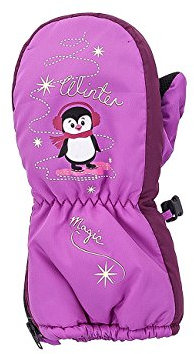 maximo Mädchen 78303-825800, Thermofausthandschuh, Druck Winter Magic, Zipper Fäustlinge, Mehrfarbig (Iris Orchid/Beere 7526), 1