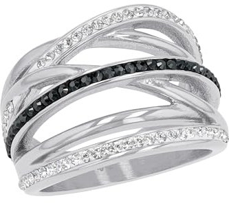 s.Oliver Ring Edelstahl Damen Ringe, mit Kristall, Grau, Kommt in Schmuck Geschenk Box
