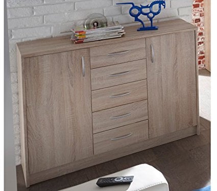 möbelando Kommode Standschrank Anrichte Sideboard Beistellschrank Holzkommode Olli VII Sonoma-Eiche