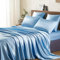 Lanqinglv Satin Bettwäsche Set 200x200cm Blau Seidig 3 Teilig Luxus Doppelbett Bettbezug mit Reißverschluss und 2 Kissenbezug 80x80cm