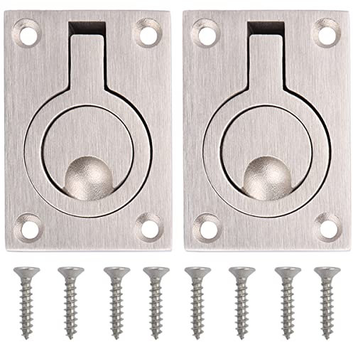 Wolfride Flush Ring Pull Handle 2 Pack Flush Lifting Handle Stainless Steel Flush Lift Ring for Furniture Boat