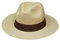 Borges & Scott Der Hudson - Fedora Panamahut - Natürlich mit braunem Band - Rollbarer und Leichter Original Panama Hut - 64cm