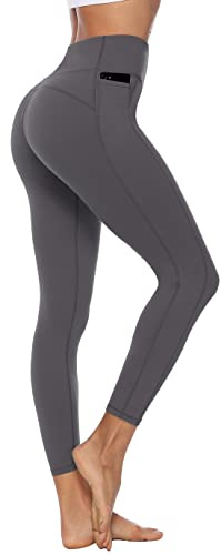 Persit Damen Sport Leggins mit Taschen, Blickdicht Sporthose Yogahose Streetwear
