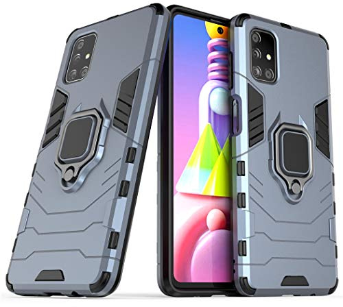 Kompatibel mit Samsung Galaxy M51 Hülle, Ring Ständer Magnetischer Handyhalter Auto Caseme Schutzhülle Case (Navy Blau)