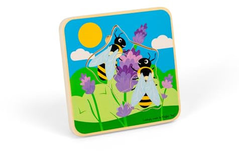 Bigjigs Toys Bee Lifecycle Puzzle - Life Cycle Toys, 4 Piece Chunky Puzzle for 2 3 4 year olds, Quality Childrens Puzzles, Jigsaw Puzzles For Kids & Toddlers