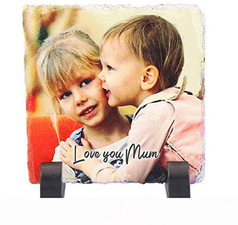 Posavasos personalizable de pizarra con texto grabado, ideal como regalo para fotos y texto, ideal para regalar en el Reino Unido