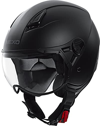 Nexo Jethelm Motorradhelm Helm Motorrad Mopedhelm Demi Jet Helm City II Mattschwarz XXL, Unisex, Chopper/Cruiser, Ganzjährig, Thermoplast, matt schwarz