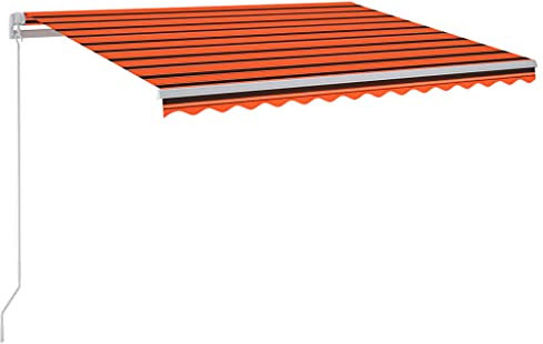 vidaXL Gelenkarmmarkise Einziehbar mit LED Markise Sonnenmarkise Balkonmarkise Sonnenschutz Sichtschutz Fenster Terrasse Garten 300x250cm Orange Braun