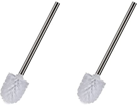 TIENDA EURASIA® Pack 2 Escobillas de Baño - Recambio de Escobilla WC de Baño de Acero Inoxidable - Ø8 x 35x5 cm (Blanco)