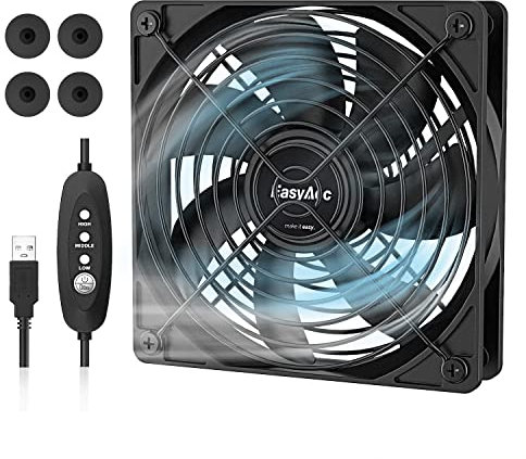 EasyAcc Lüfter USB, 120mm PC Lüfter Kühler Gehäuselüfter mit 3 Geschwindigkeit, PC Ventilator USB 5V leise zum Computer/PS4 /Receiver/TV Box/AV Schrank/Router/Serverschrank Weihnachtsgeschenke