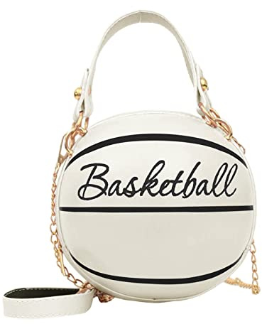 Niktule Basketballtasche Für Damen – Basketball Geformte Schulter, Umhängetasche | Runde Taschen Aus PU-Leder Für Mädchen?4 Farben