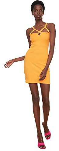 Trendyol Midi Bodycon Fitted Dress Vestido, Lila, 42 para Mujer