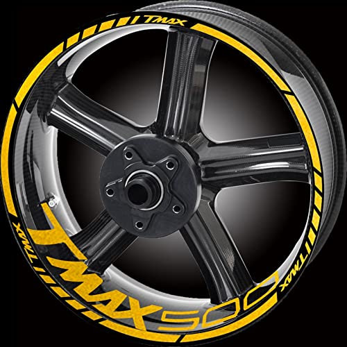MISTJIA Adesivi Cerchioni per Yamaha Tmax 530 500 560 Tmax530 Tmax500 Moto Adesivi Ruota Rim Decalcomanie Riflettenti Logo (Color : 500 Brushed Gold)