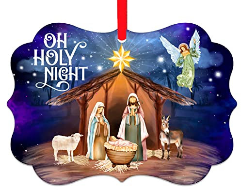 WaaHome Weihnachtskrippe Weihnachtsschmuck Oh Holy Night Christliche Weihnachtsschmuck, religiöse Weihnachtsschmuck Jesus Krippe Ornamente für Weihnachtsbaumschmuck christliche Geschenke für Frauen