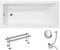 VBChome Acryl Badewanne 130x70 cm Weiß Rechteck Wanne Siphon Wannenfüße Design Modern Ablaufgarnitur in Chrom