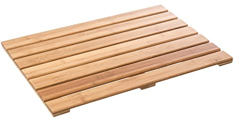 H HANSEL HOME Alfombra Baño Bambú Natural, Alfombrillas de Baño, Alfombrillas de Ducha, Antideslizante, Alfombra para Ducha, Baño SPA, Rectangular 53 x 35,5 x 1,6 cm