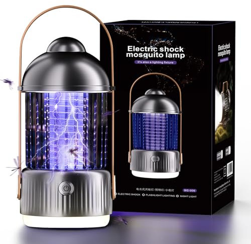 Lampada Antizanzare Ricaricabile 2000V, Zanzariera Elettrica da Interno, Lampada Zanzare Esterno, Ammazza Zanzare Elettrico, Zanzariera Elettrica Giardino, Anti Zanzare UV Luce Giardino Cucine 100m²