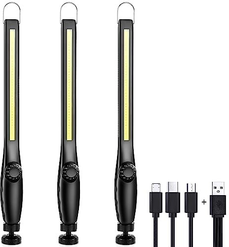 Arbeitsleuchte LED Work Light Werkstatt Werkstattlampe Worklight led Stablampe Arbeitslampe Handlampe Akku Inspektionslampe Magnet Magnettaschenlampen Wiederaufladbare mit Haken zum Aufhängen