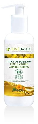 KINÉSANTÉ Huile Circulatoire Jambes et Bras 250 ml – Huile de Massage aux Huiles Essentielles – Hélichryse Cyprès Menthe – Massage Bien-Être – Certifiée Cosmos Organic