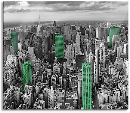 New York Skyline Herdabdeckplatte & Spritzschutz aus Echtglas | Für Herd-Kochfelder | 60x52 cm