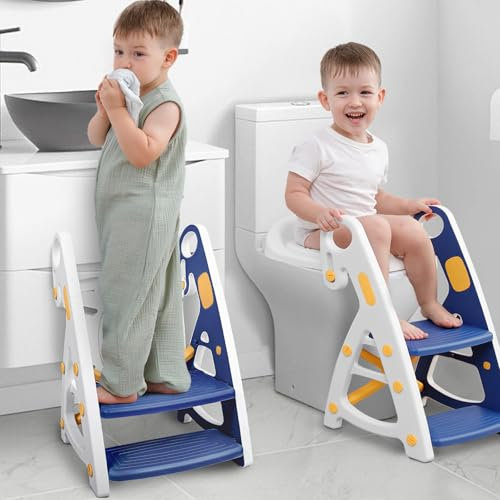 Primlect Töpfchentraining Toilette, 2 in 1 Stabiler Töpfchensitz mit Tritthocker