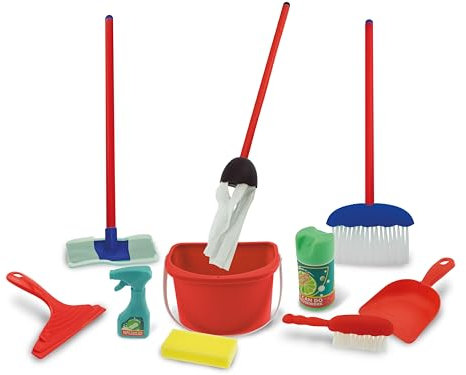 Teorema - Set Pulizie della Casa, Kit Giocattolo per Bambini, 12 Pezzi con Scopa, Paletta, Mocio, Secchio, Lavavetri e Acchiappa Polvere