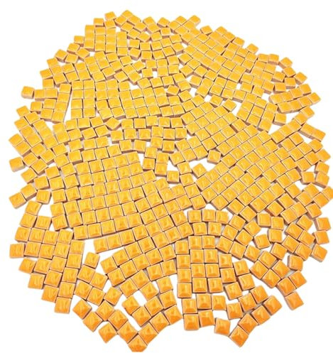 BTMIEY Quadratische Keramik-Mosaikfliesen, 500 Stück, 1 x 1 cm, handgefertigt, kreative Mikro-Mosaikstücke für Liebhaber, DIY-Mosaikprojekte und Heimdekorationen (orange)