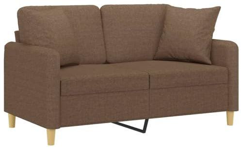 vidaXL Sofa 2 Sitzer, Couch mit Zierkissen, Liegesofa für Wohnzimmer, Polstersofa Sessel Relaxsofa Loungesofa Relaxcouch, Braun Stoff