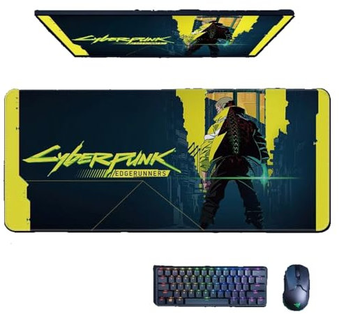 XXL Mouse Mat for CyberPunk Edgerunners|Non-Slip Rubber Base Gaming Mousepad for Computer|35.4 x 15.7 inch Waterproof Home Office Long Big Mouse Pad (David Martinez, 900 * 400 * 3mm)