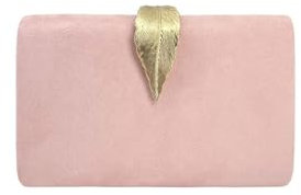MODELISA - Bolso Clutch Cartera De Mano Hoja Cadena Hombro Fiesta Noche Boda Evento Novia Mujer (Rosa)