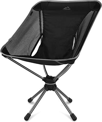 normani Campingstuhl Drehstuhl 360-Grad-Drehung Faltstuhl mit Drehgelenk und Netzfutter Anglerstuhl Belastbarkeit 120 Kg/Gewicht: 1116 g Farbe Grau