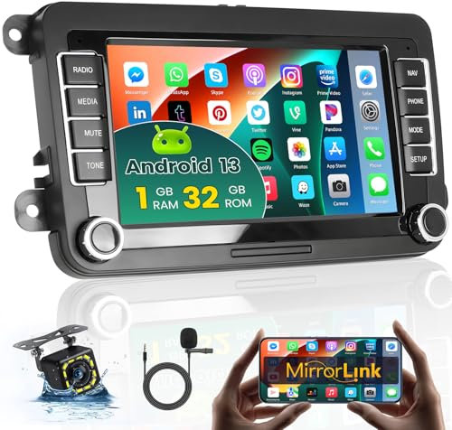 Hikity [1+32GB] Android 13 Mirror Link für VW Golf 5 6 Passat Polo Tiguan Touran Caddy Skoda Seat Autoradio Touchscreen 7 Zoll Radio, mit GPS, WiFi, Bluetooth Split Screen, FM, RDS, Rückfahrkamera